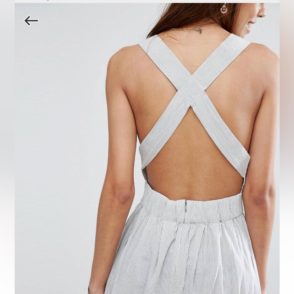 Vila striped criss/cross midi dress
